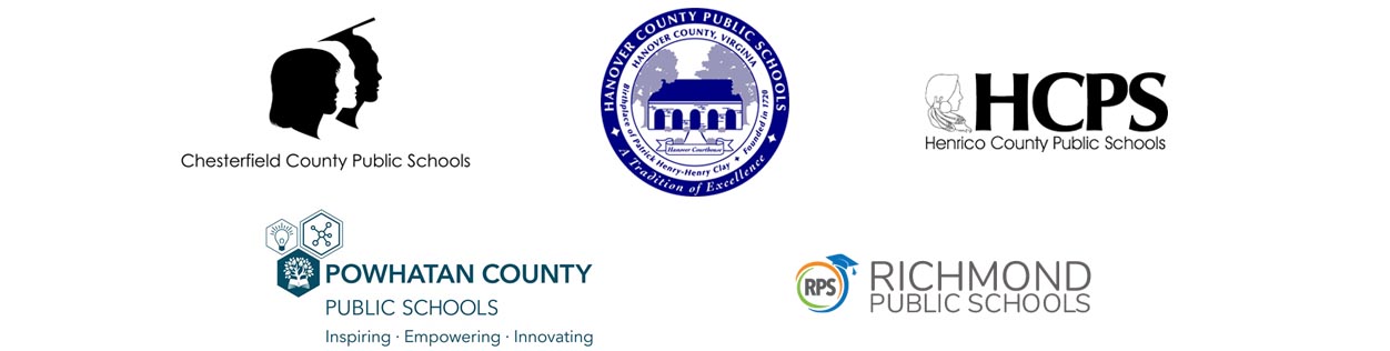 Logos for Chesterfield County, Hanover County, Henrico County, Powhatan County, and Richmond Public Schools.